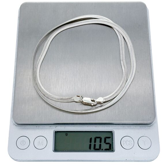 Vintage Italian Sterling Silver 925 3.5mm Herringbone Chain Necklace 18" - Picture 3 of 3